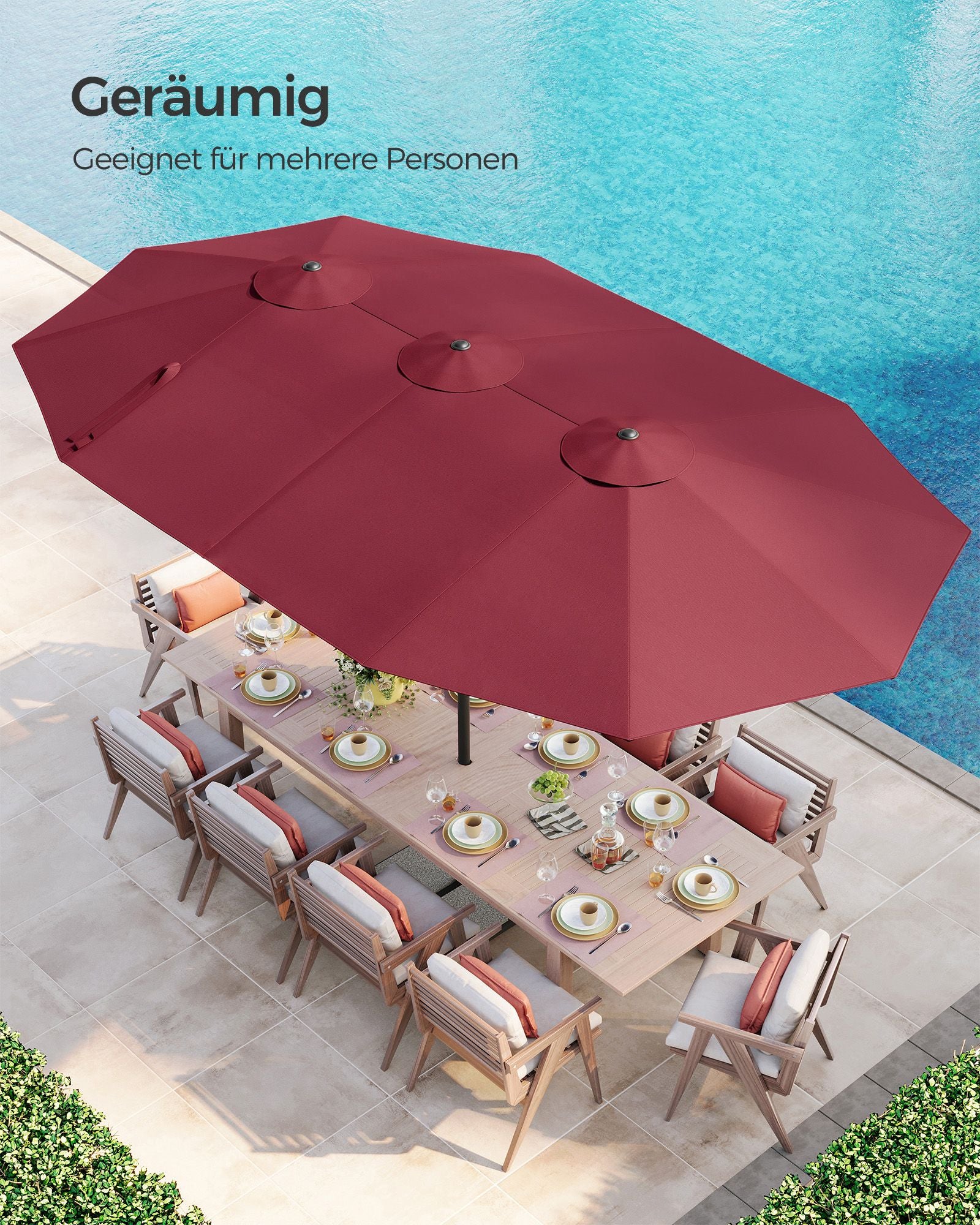 Dubbel parasol-460 x 270 cm-med pendel och UV-skydd