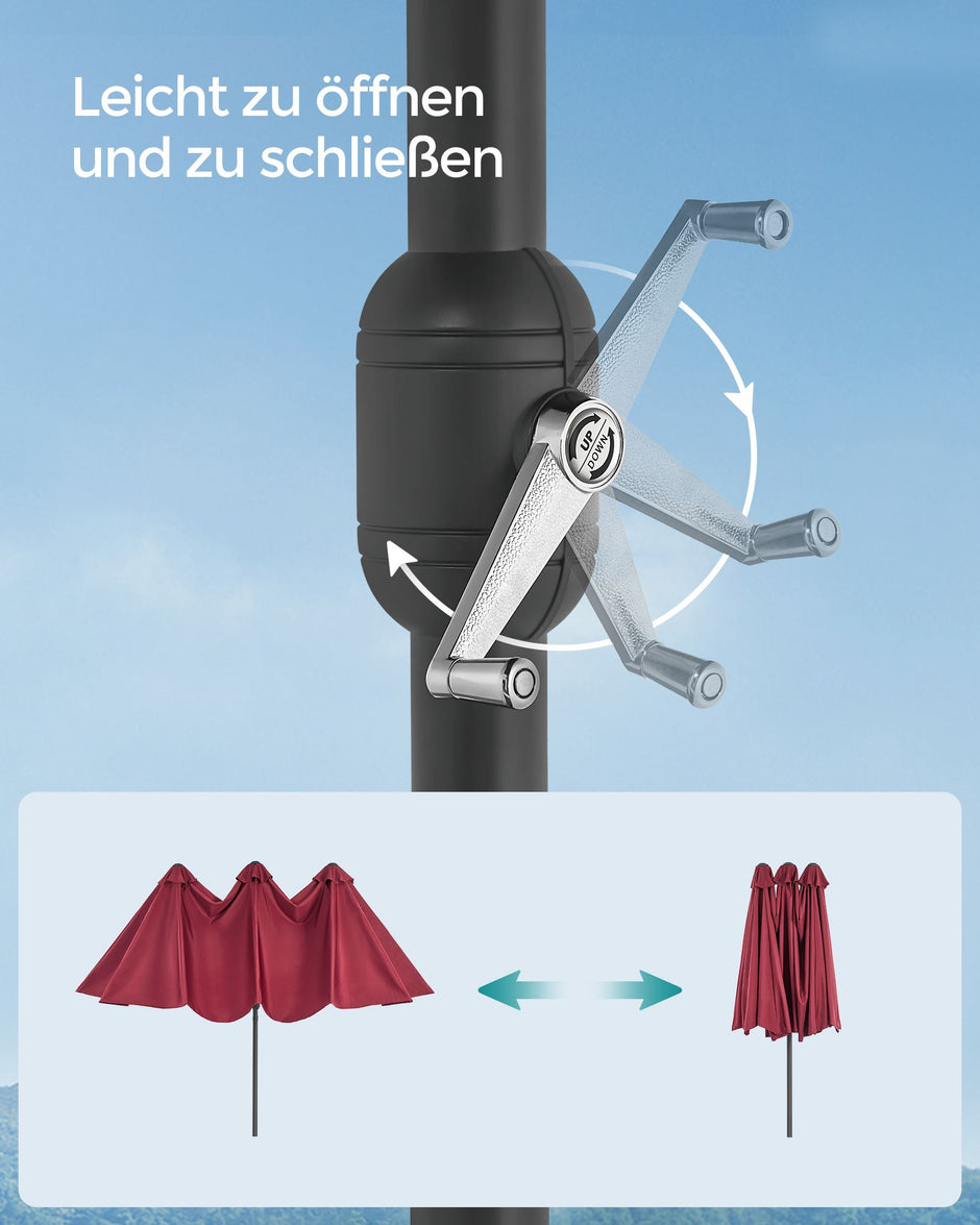 Dubbelparasoll – UV-skydd – vinröd