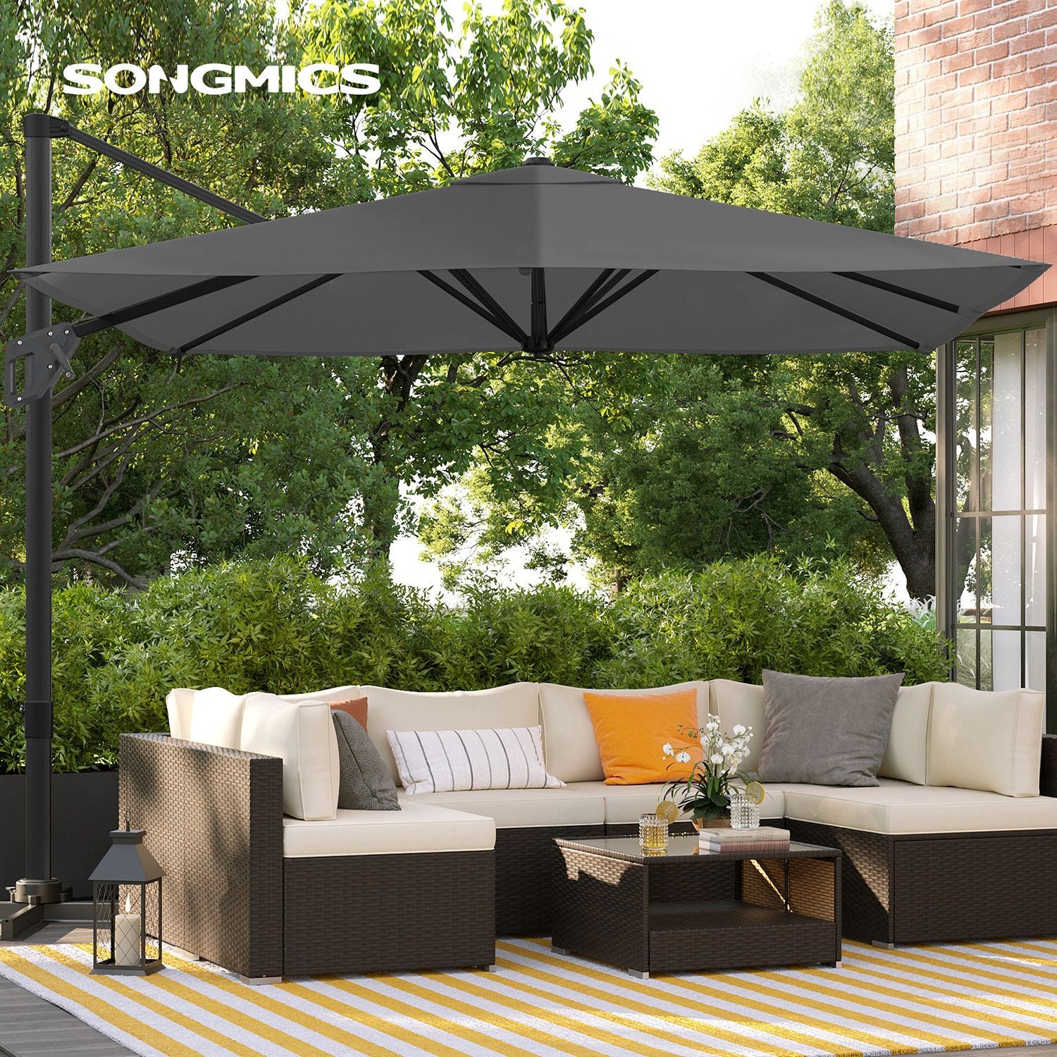 Parasol - 290 × 290 cm - 360 ° Roterabel - med standard