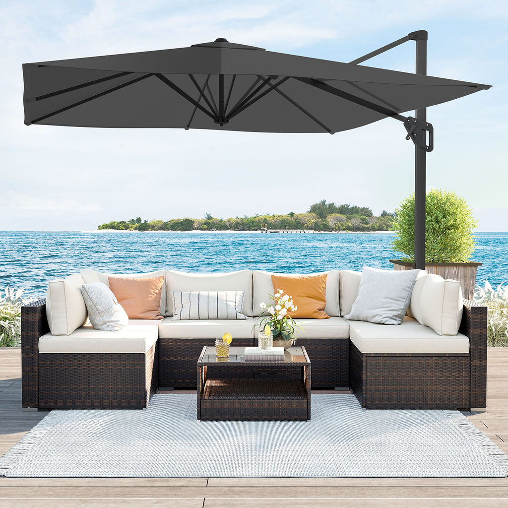 Parasol - 290 × 290 cm - 360 ° Roterabel - med standard