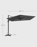 Parasol - 290 × 290 cm - 360 ° Roterabel - med standard