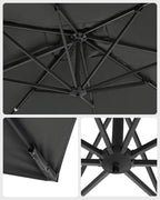 Parasol - 290 × 290 cm - 360 ° Roterabel - med standard