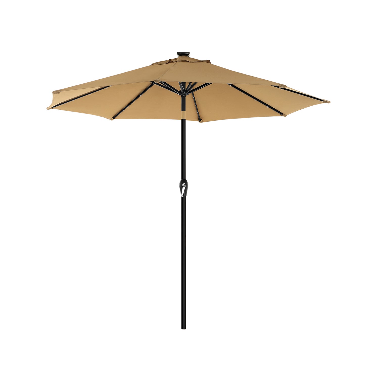 Parasoll med LED solcellsbelysning 2,7 m taupe