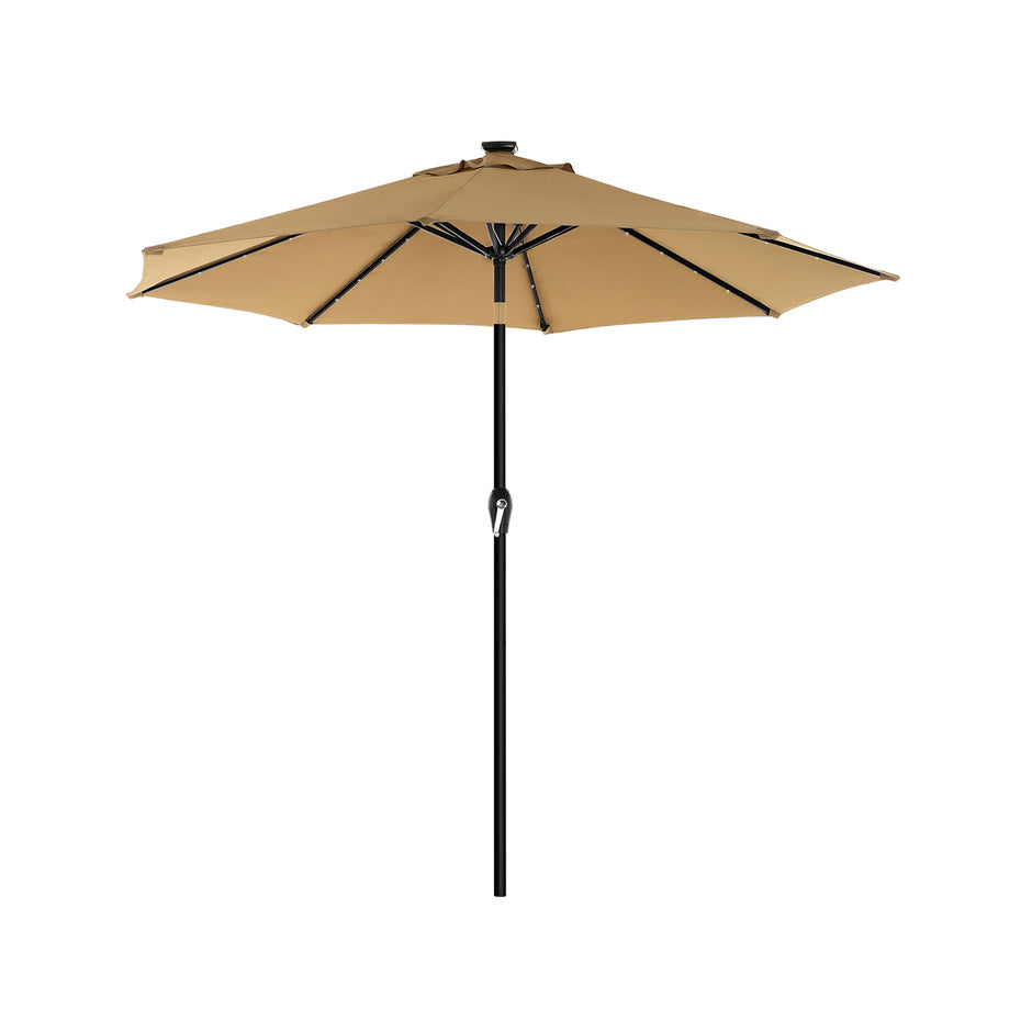 Parasoll med LED solcellsbelysning 2,7 m taupe