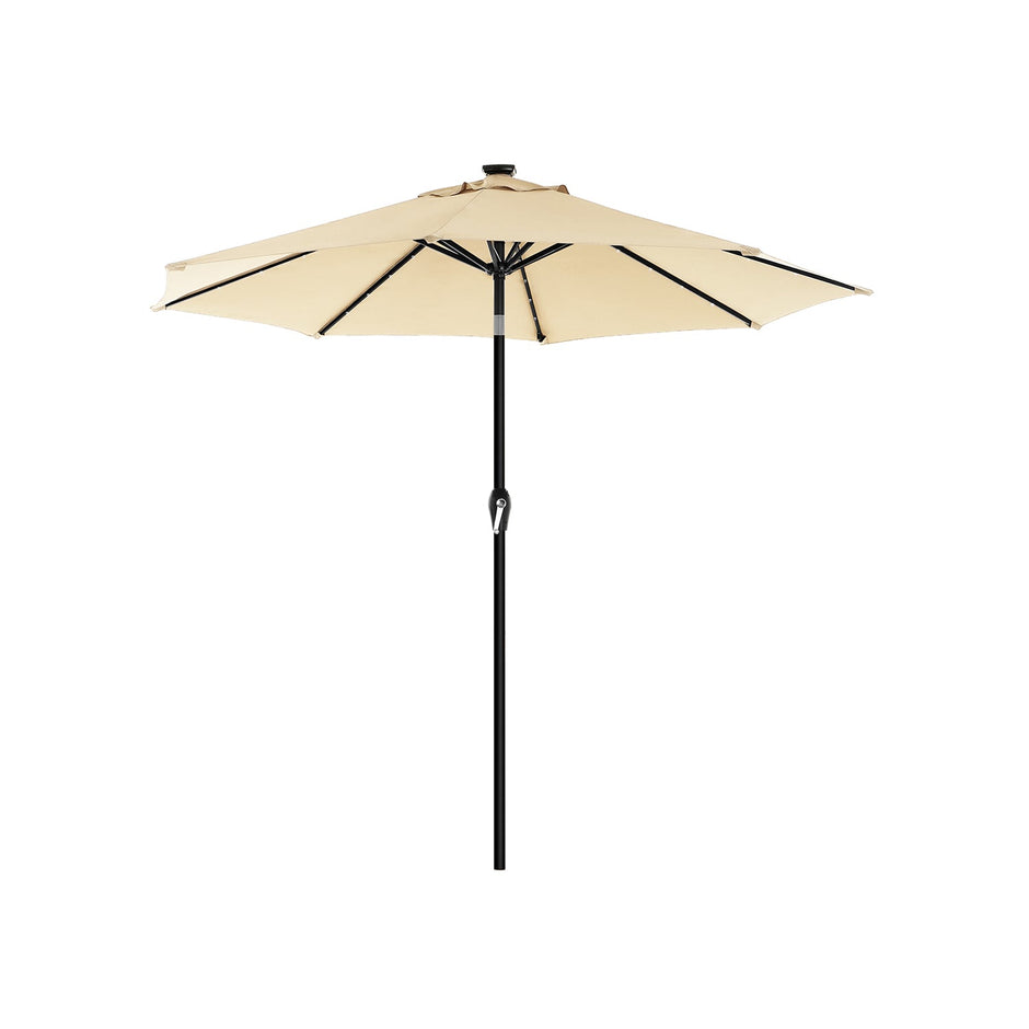 Parasoll med LED solcellsbelysning 2,7 m taupe