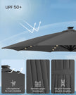 Parasoll Ø300 cm – UPF 50+ med 28 LED-lampor – Grå