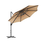 Parasol Ø300 cm-upf 50+-med 28 LED-lampor-gråt