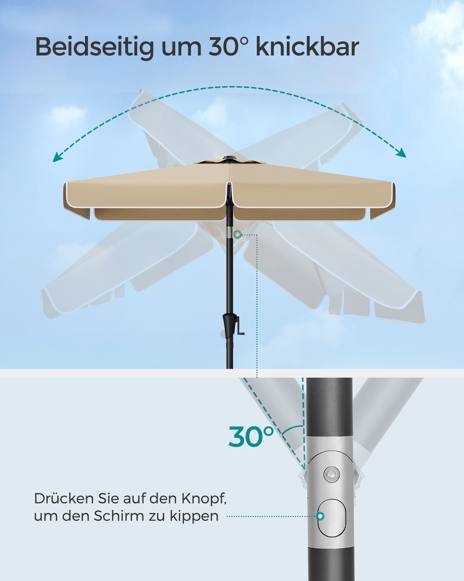 Balkong Parasol - Rectangular - 200 x 150 cm - Taupe
