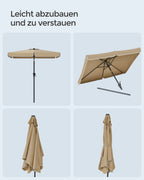 Balkong Parasol - Rectangular - 200 x 150 cm - Taupe