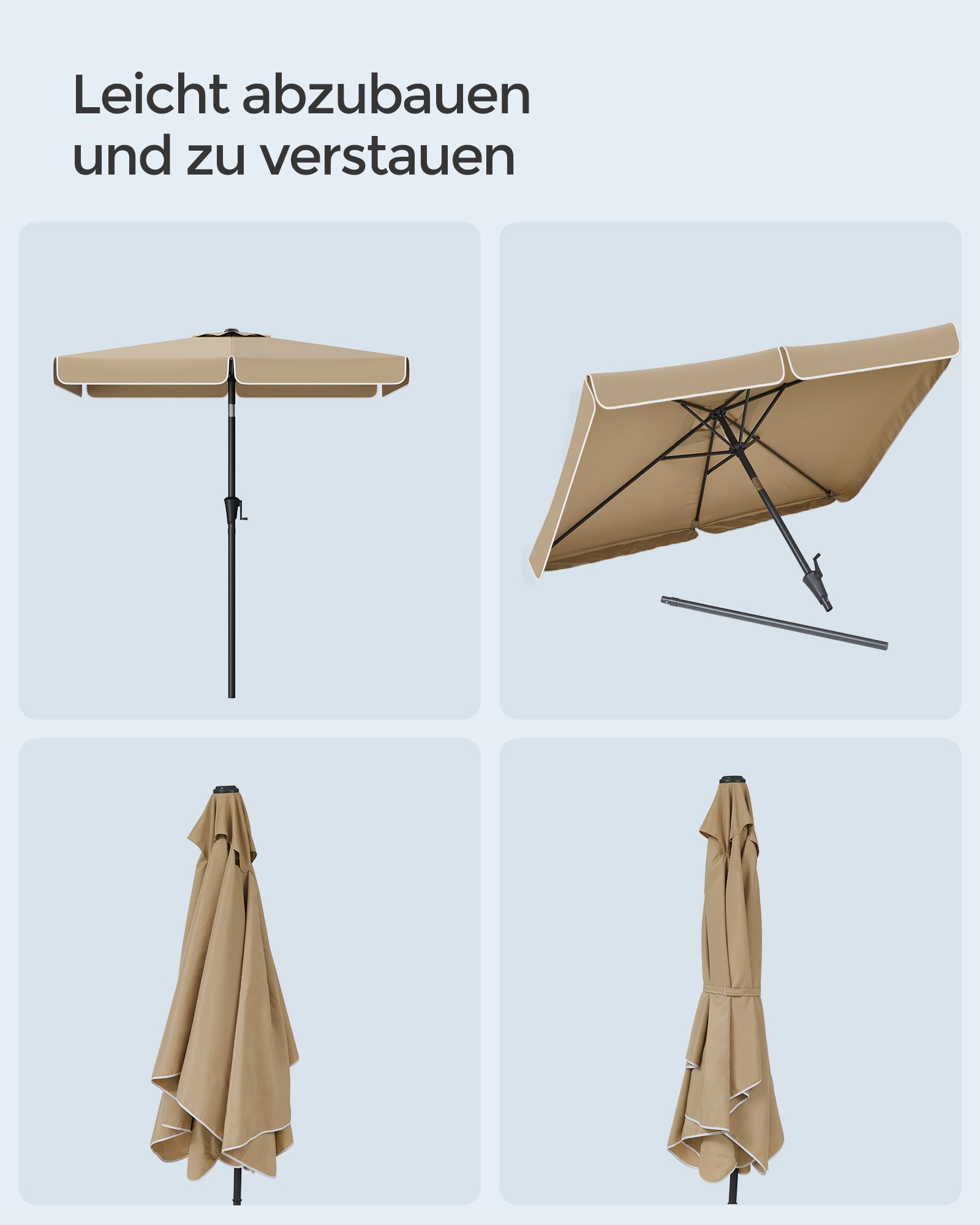 Balkong Parasol - Rectangular - 200 x 150 cm - Taupe