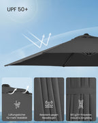 Parasol 270x270 cm - UPF 50+ - Med vev och korsfot - grå
