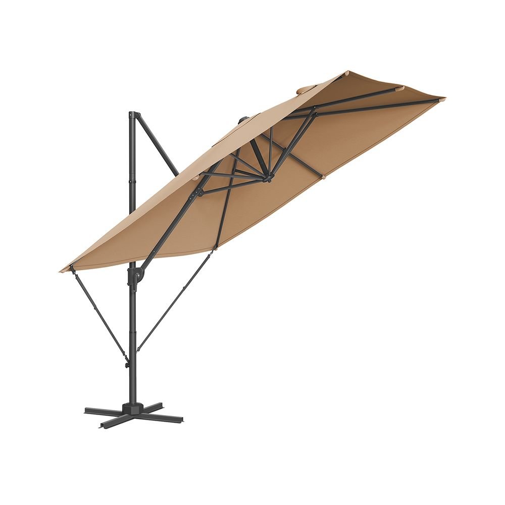 Parasol 270x270 cm - UPF 50+ - Med vev och korsfot - grå