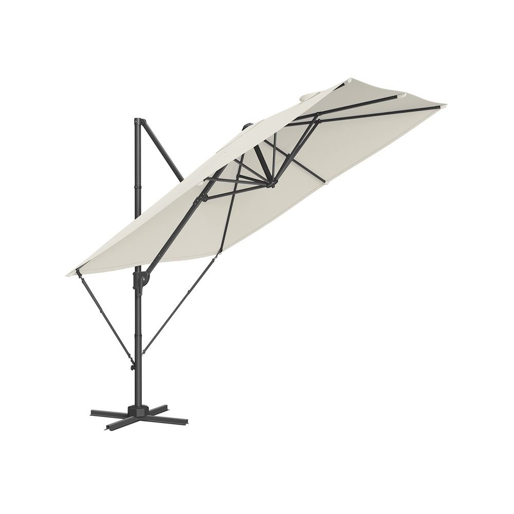 Parasol 270x270 cm - UPF 50+ - Med vev och korsfot - grå