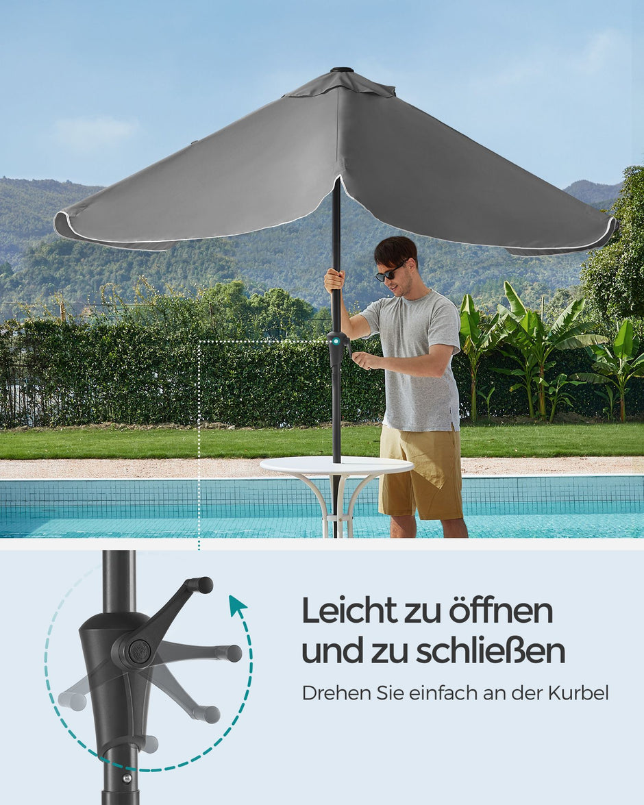 Balkonparasol - 300 x 200 cm - Rechthoekig - Kantelbaar - Grijs
