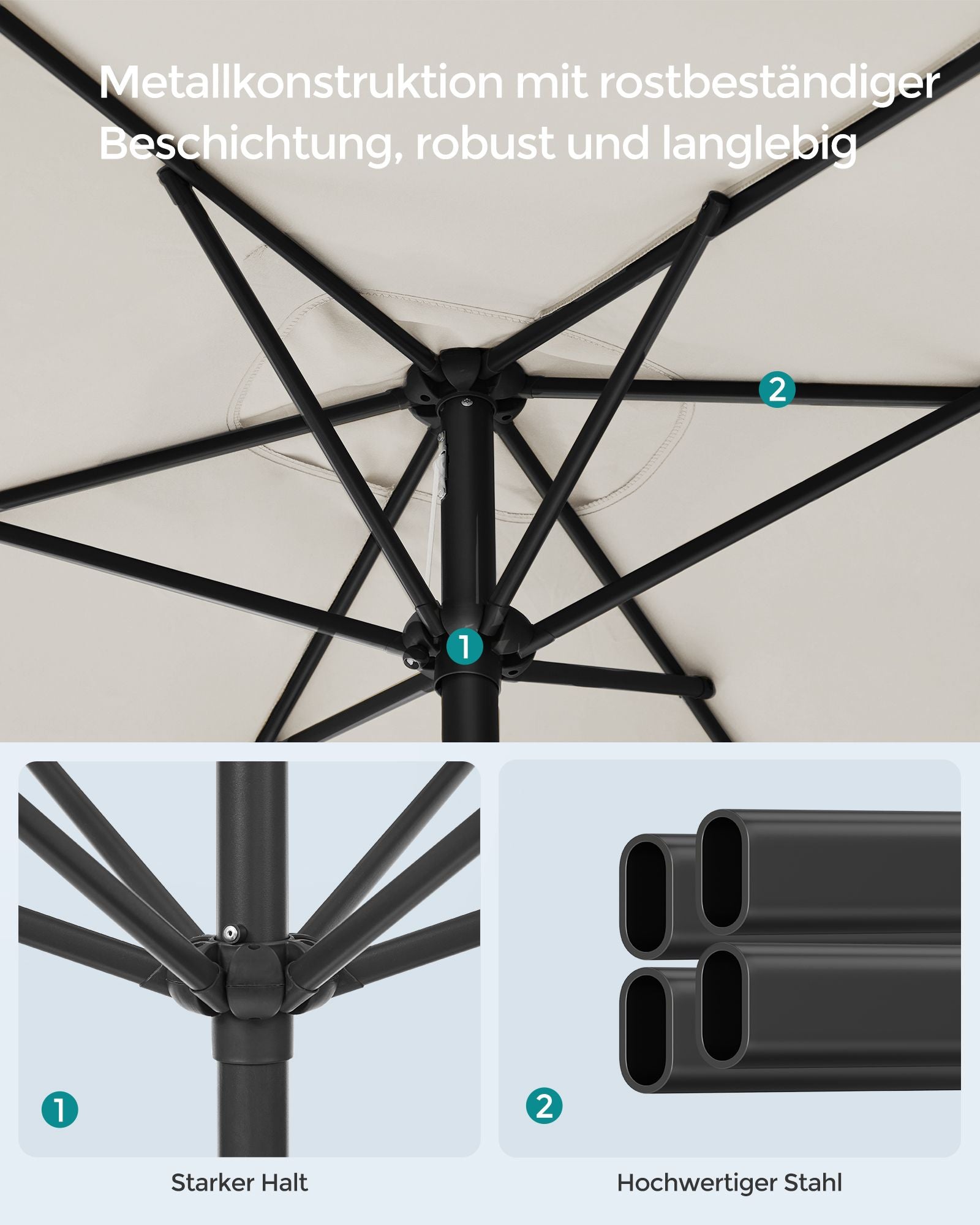 Balkonparasol - 300 x 200 cm - Rechthoekig - Kantelbaar - Beige