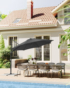 Parasol Ø300 cm - UPF 50+ - Med vev och korsfot - grå
