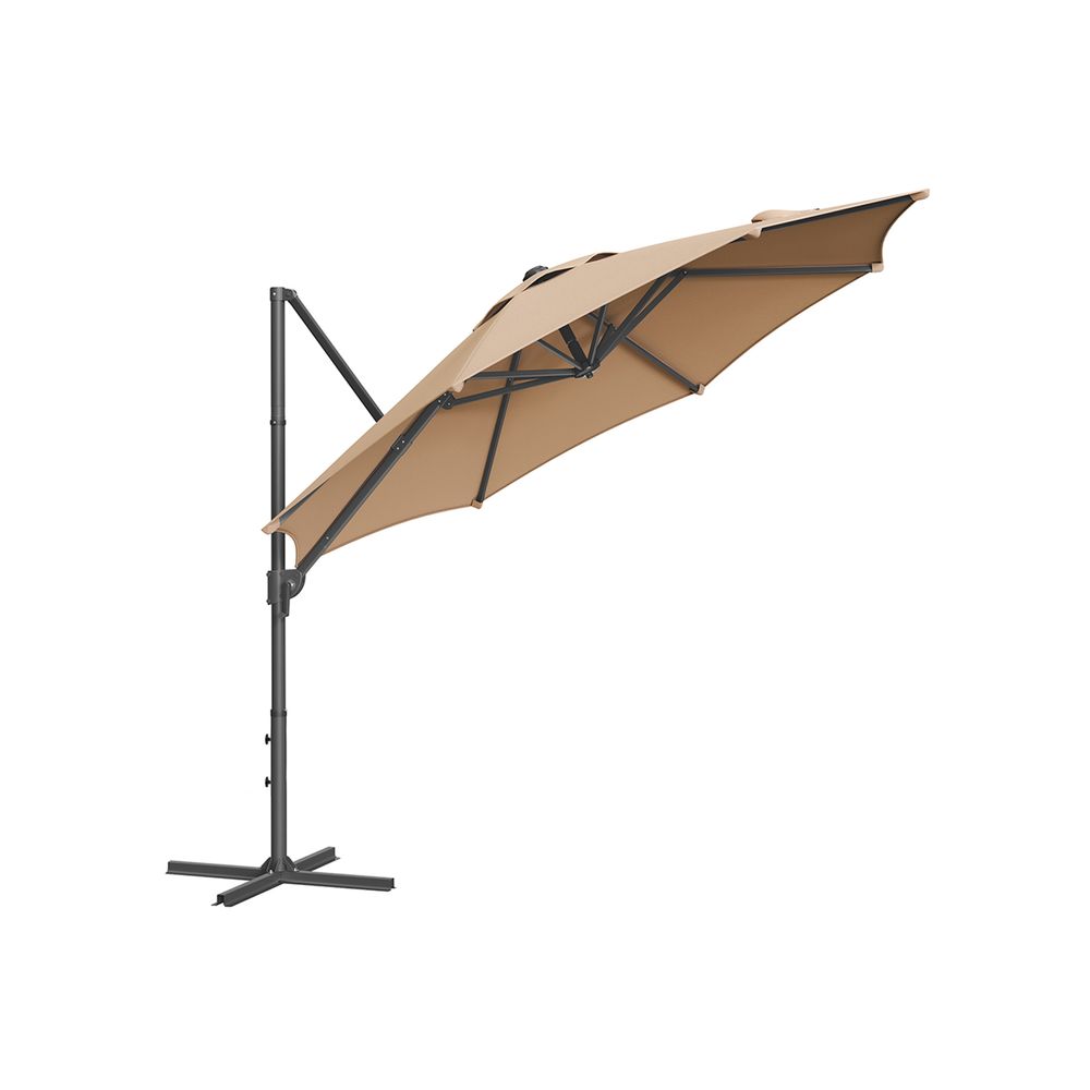Parasol Ø300 cm - UPF 50+ - Med vev och korsfot - grå