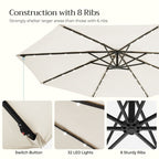 Parasol på solenergi med LED-belysningsmodern design