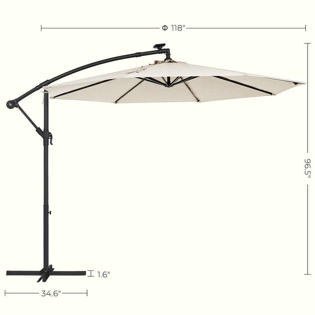 Parasol på solenergi med LED-belysningsmodern design