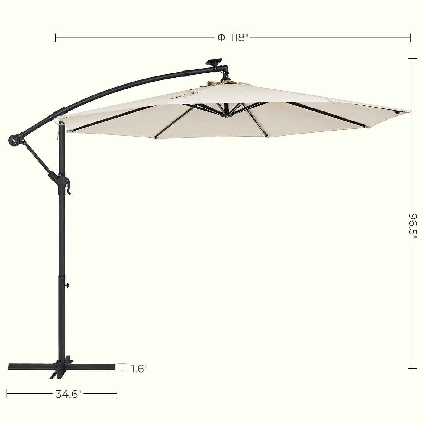 Parasol på solenergi med LED-belysningsmodern design