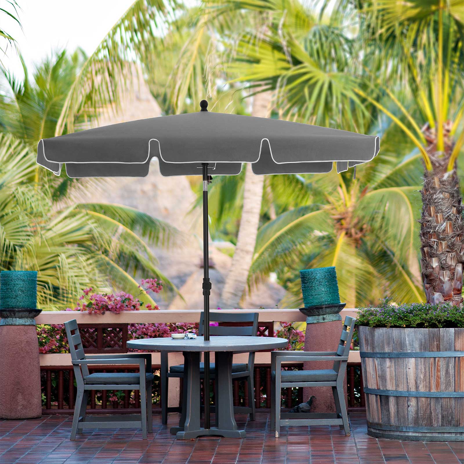 Parasol - Rectangular Garden Parasol - Foldbar - 200 x 125 cm - Grå