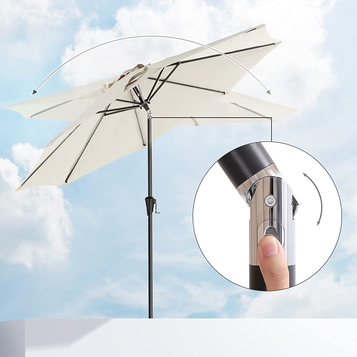 Trädgårdsparasoll – Tiltbar med vev – Ø 270 cm – Beige