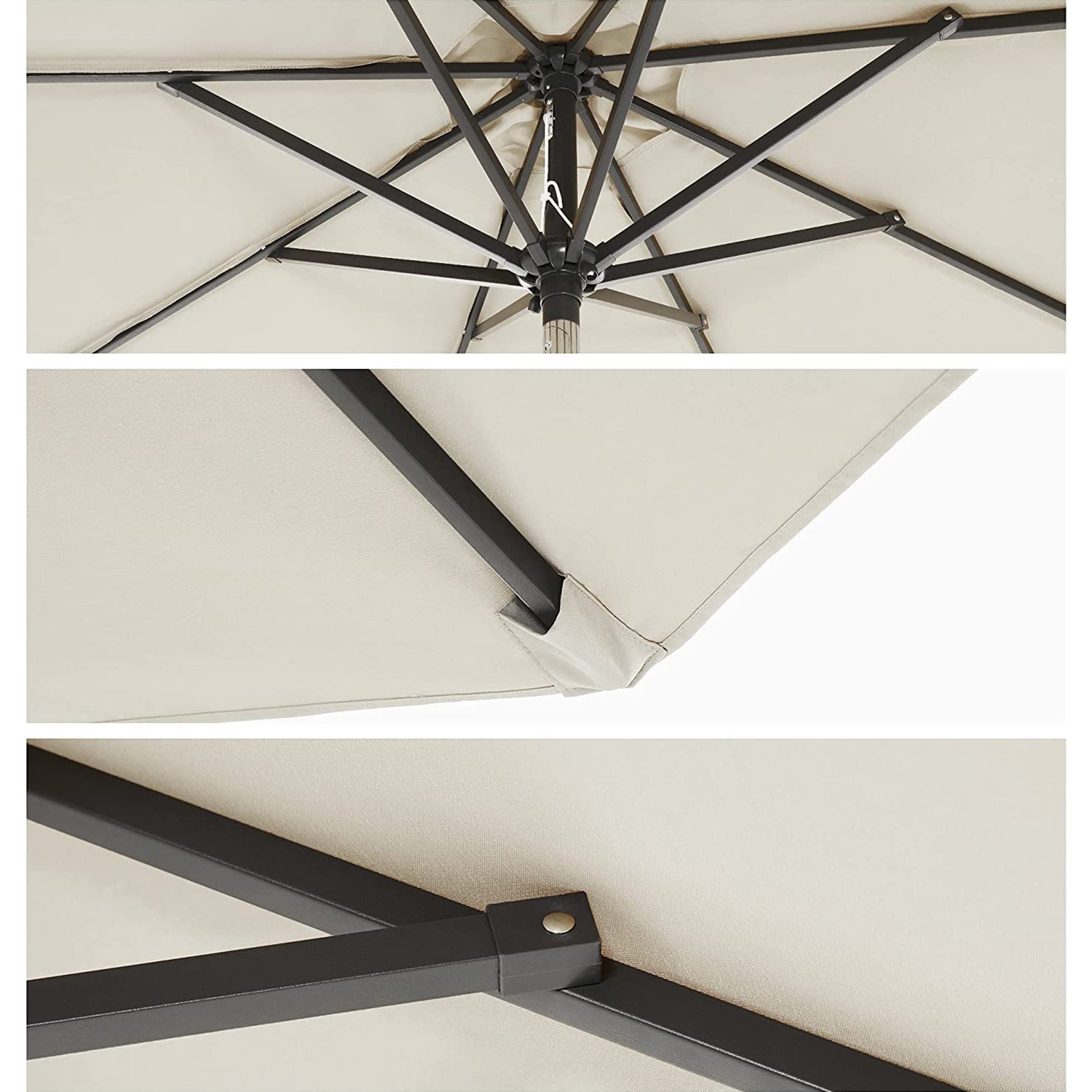 Trädgårdsparasoll – Tiltbar med vev – Ø 270 cm – Beige