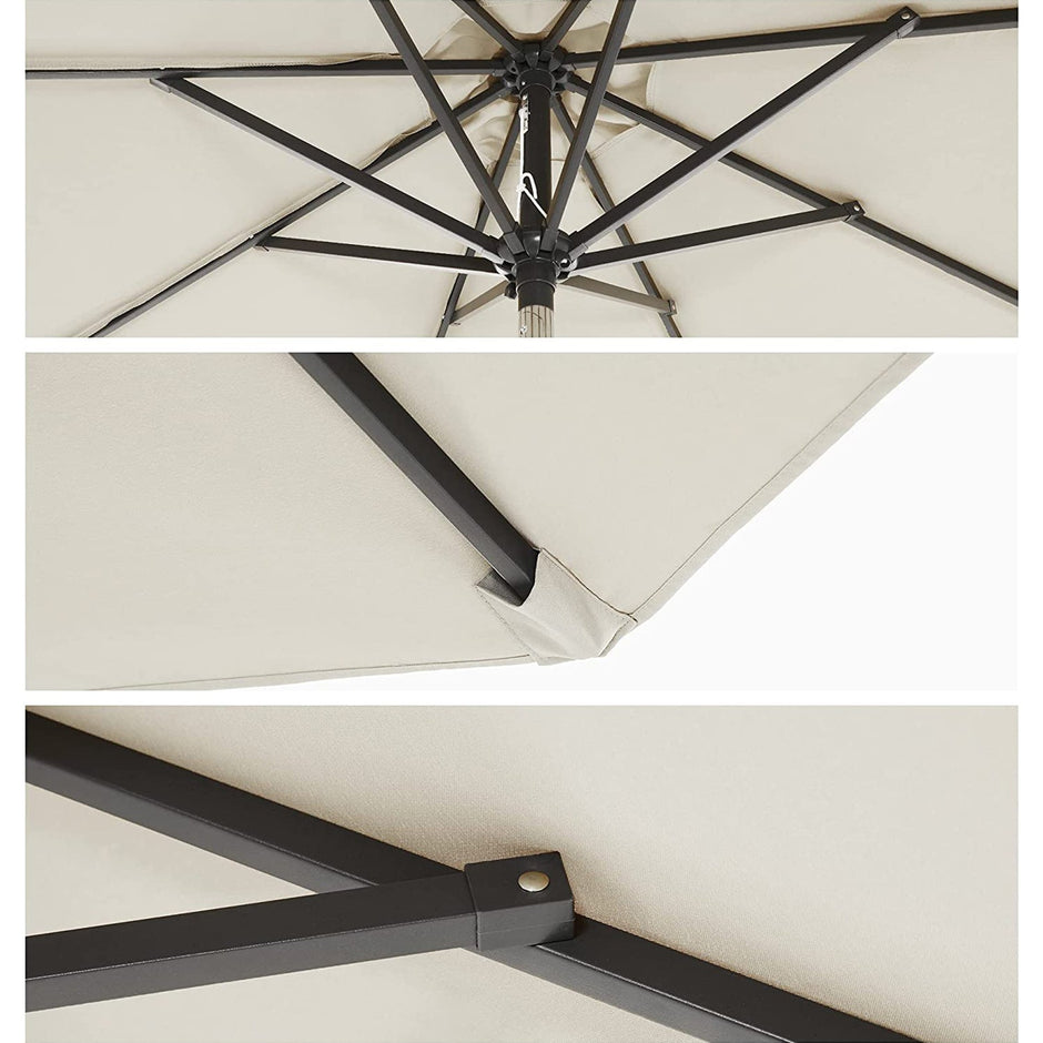 Trädgårdsparasoll – Tiltbar med vev – Ø 270 cm – Beige
