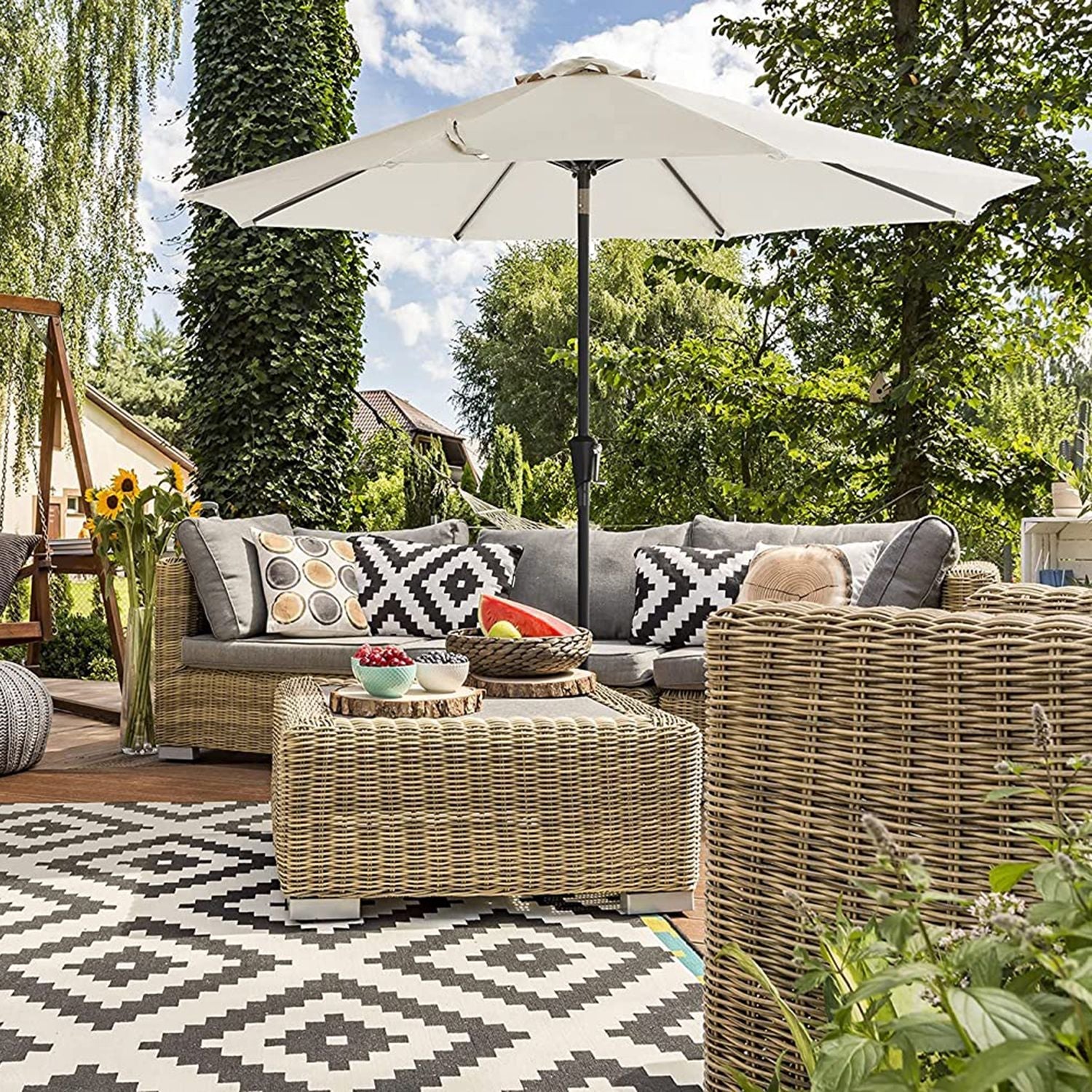 Parasol - Garden Parasol - Ø 270 cm - Tiltable - Med Crank - Beige