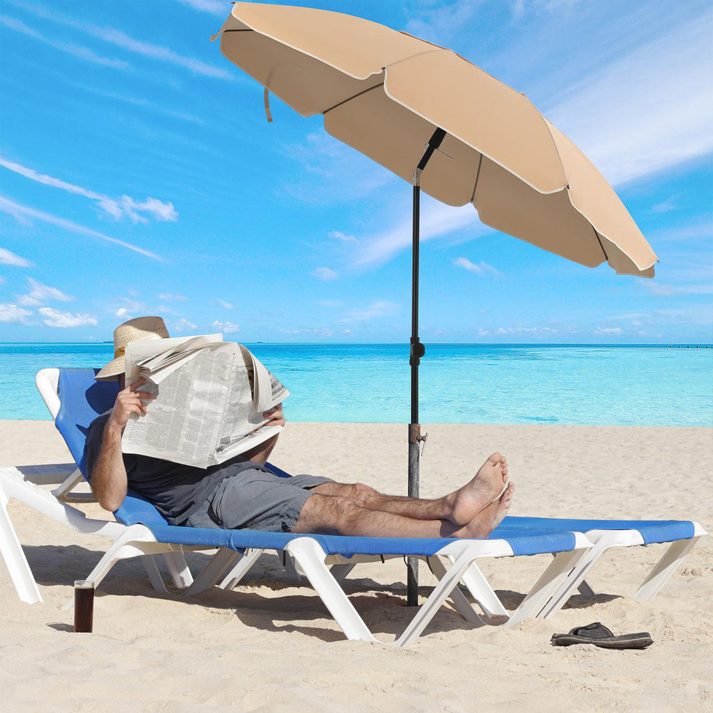 Parasol - Ø 200 cm - Octagonal - Tiltable with Crank - Taupe
