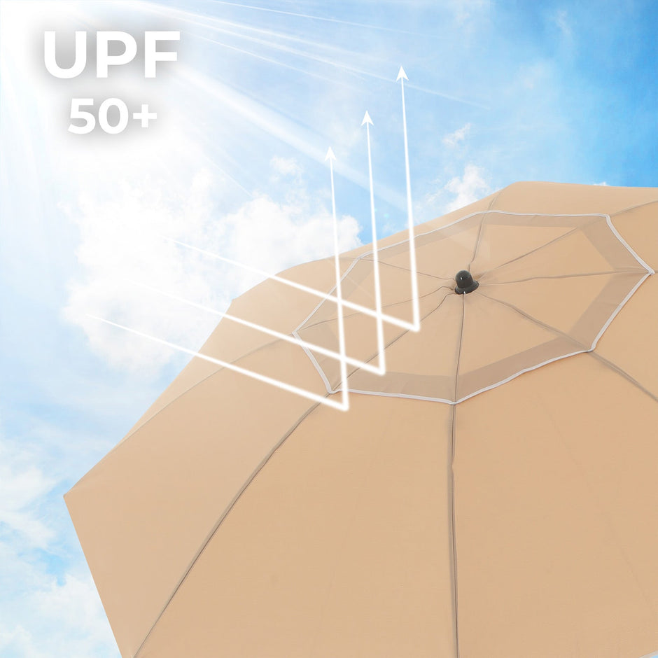 Parasoll – Tiltbar med vev – Ø 200 cm – Taupe