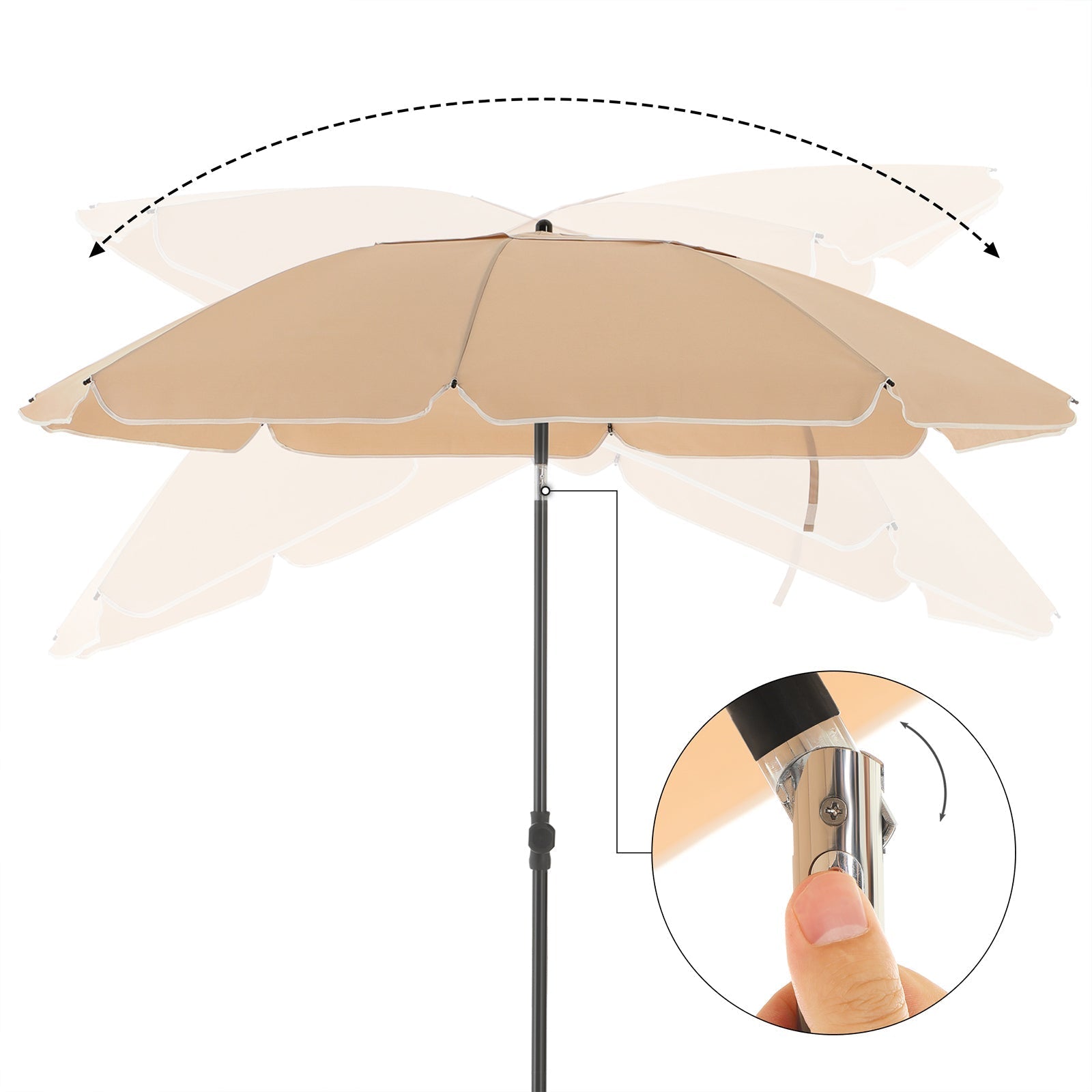 Parasoll – Tiltbar med vev – Ø 200 cm – Taupe