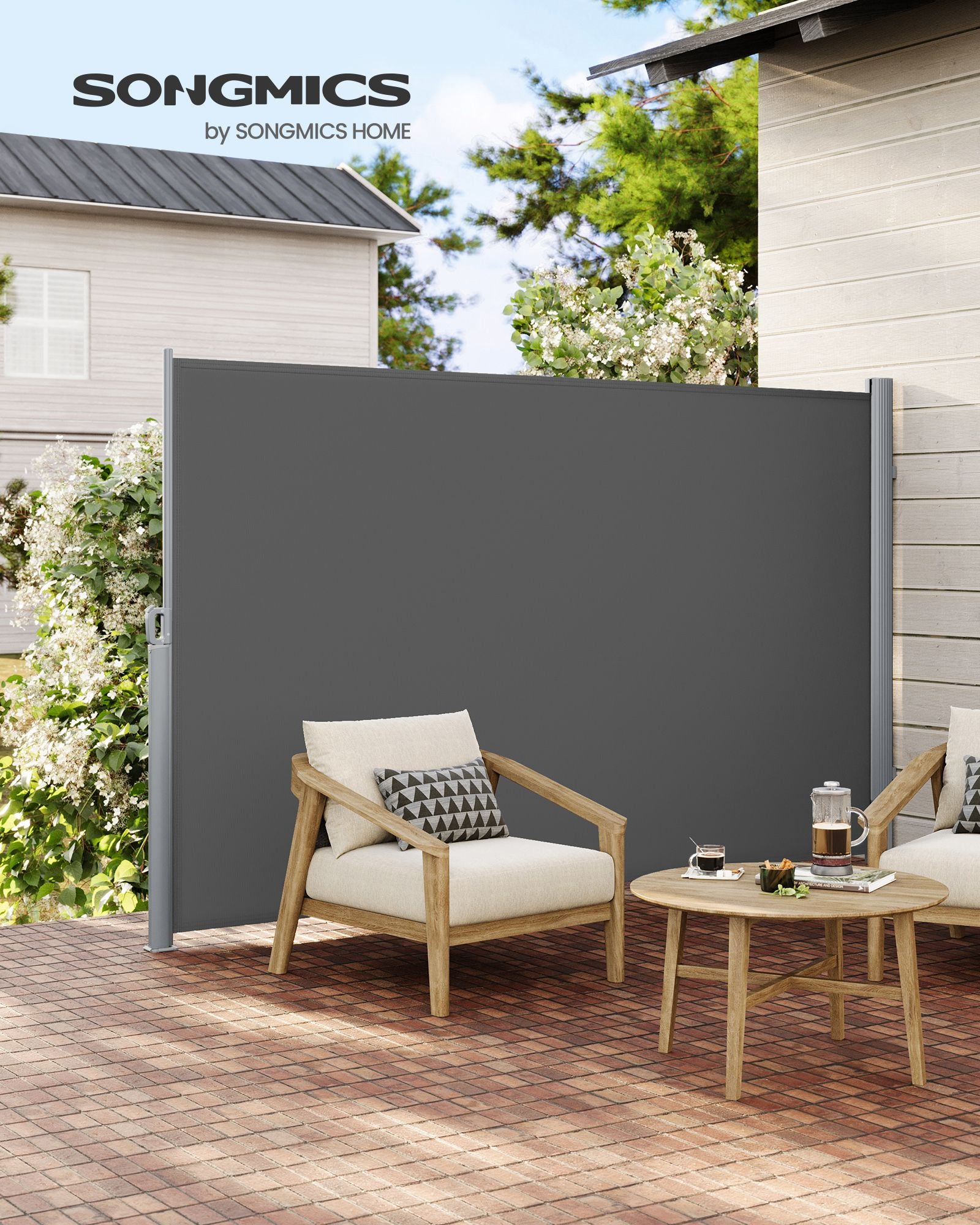 Zijluifel - 160 x 400 cm - Uitschuifbaar - Privacyscherm - Antraciet