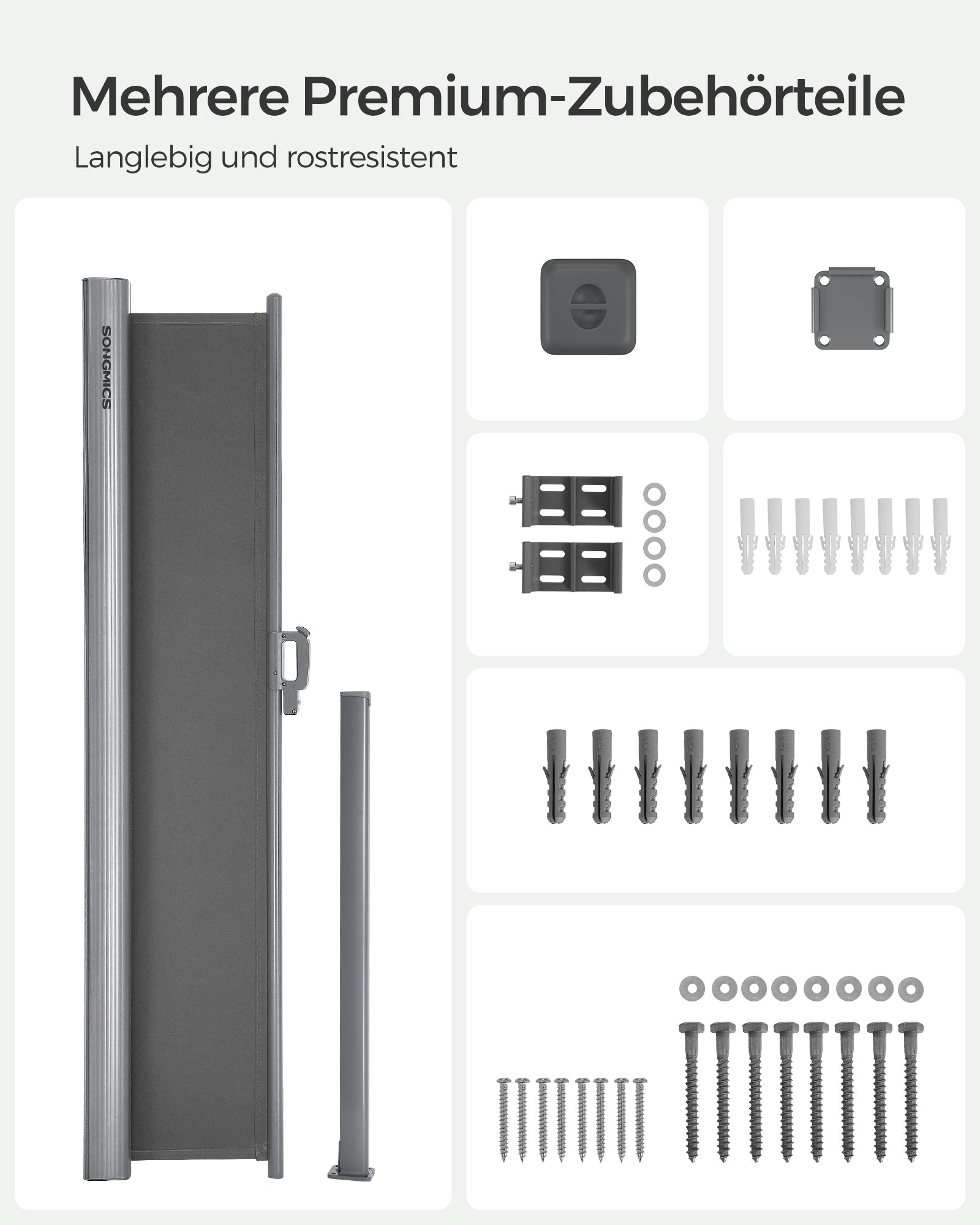Zijluifel - 160 x 400 cm - Uitschuifbaar - Privacyscherm - Antraciet