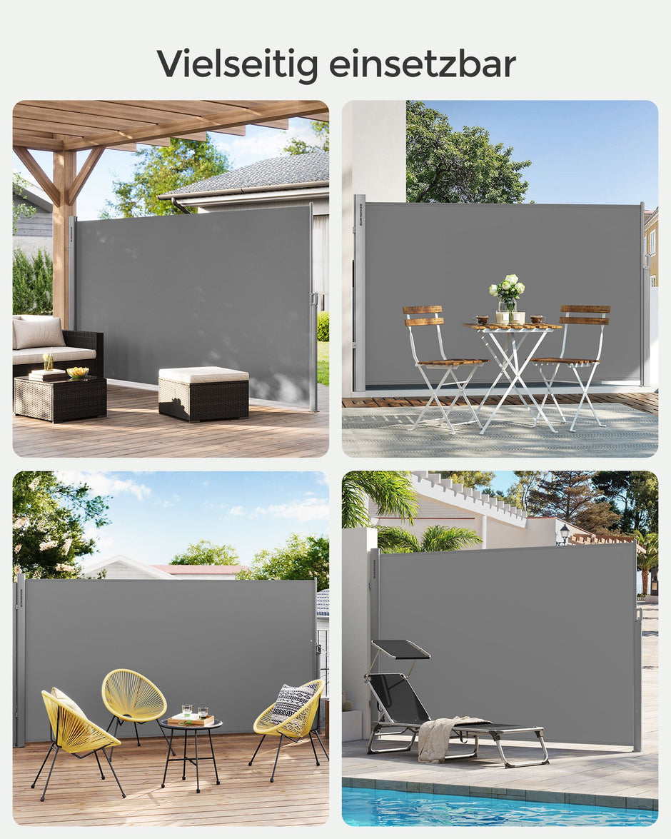 Zijluifel - 180 x 400 cm - Uitschuifbaar - Privacyscherm - Grijs