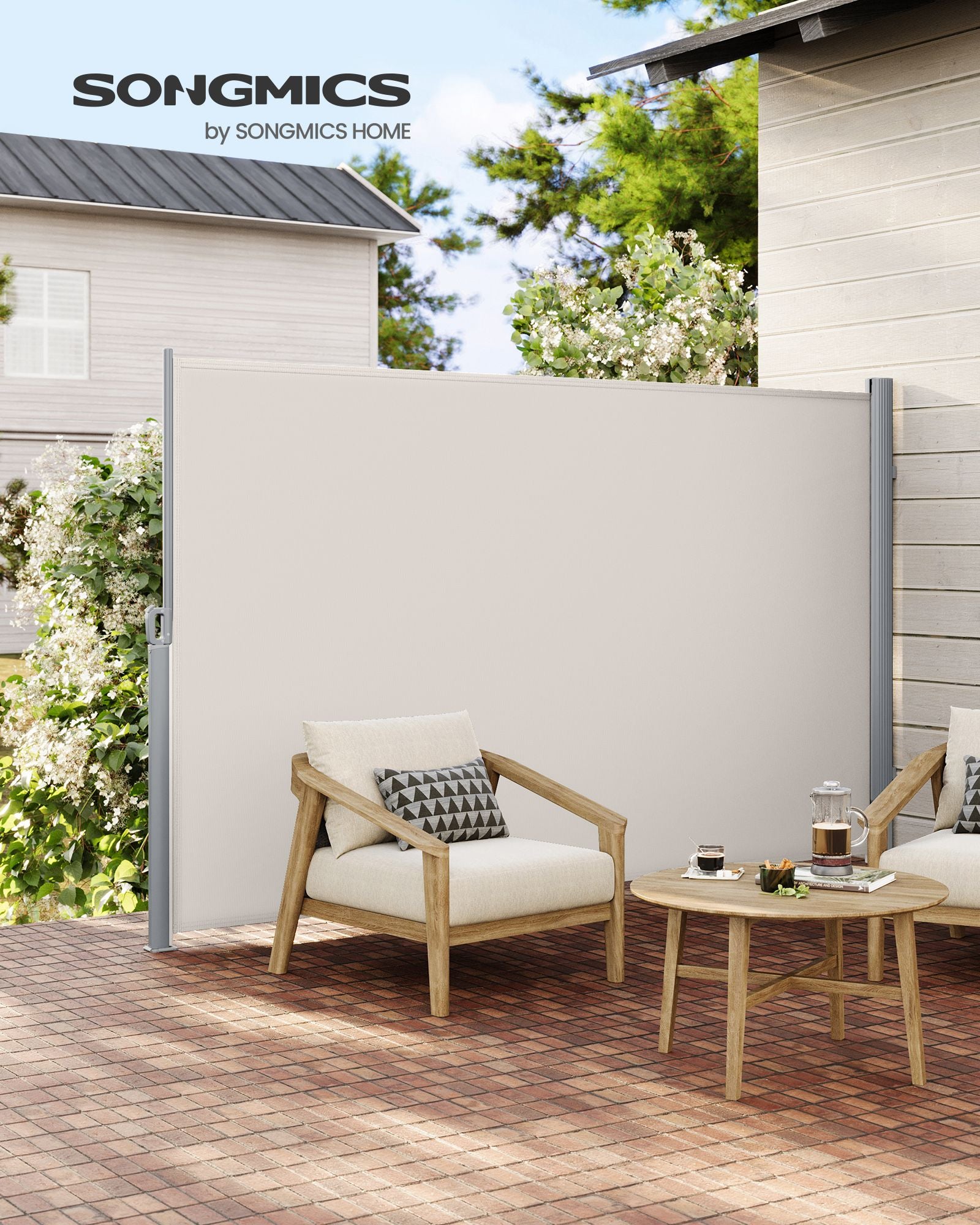 Zijluifel - 180 x 350 cm - Uitschuifbaar - Privacyscherm - Beige