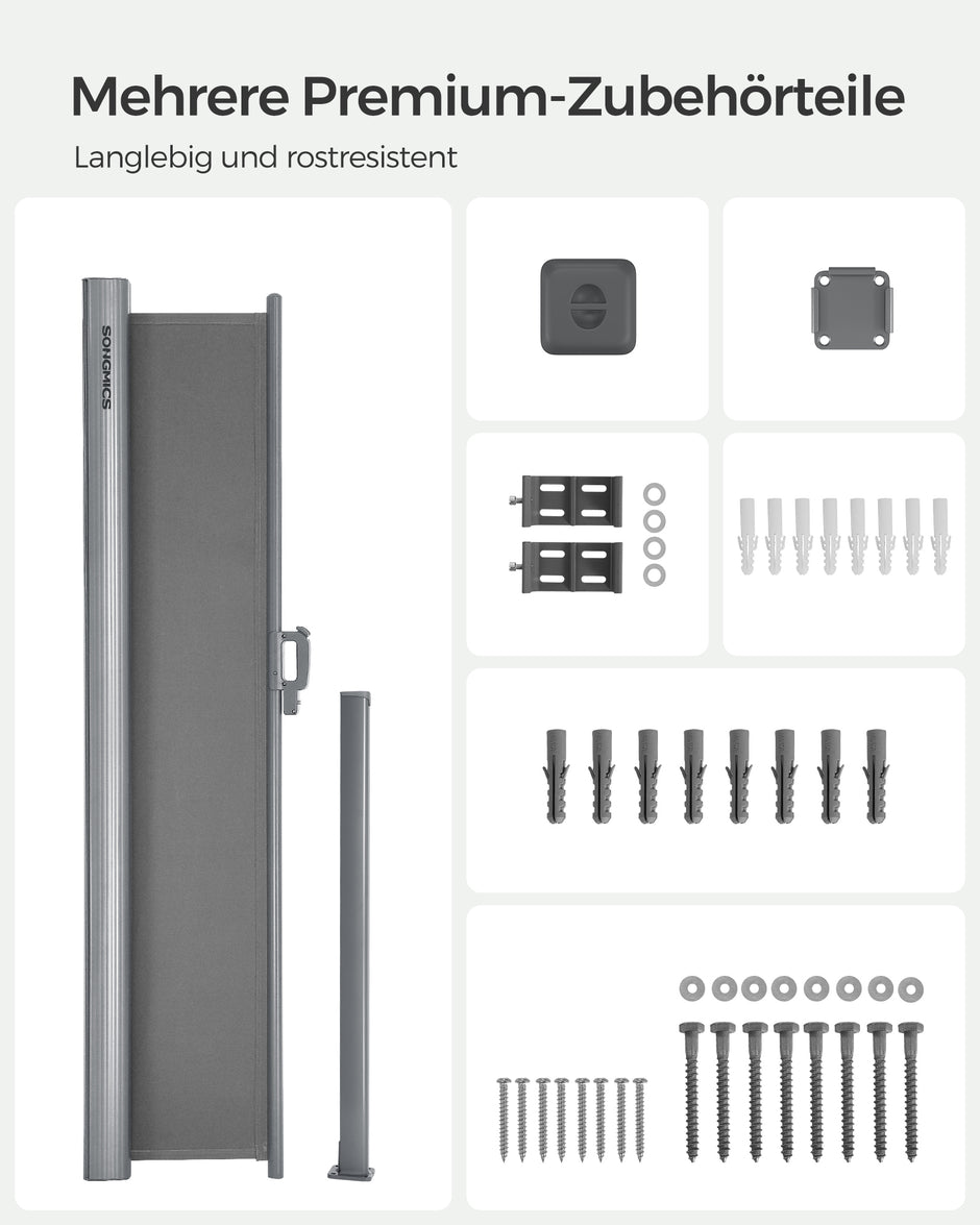 Zijluifel - Uitschuifbaar - Privacyscherm - Voor Balkon en Terras - Grijs