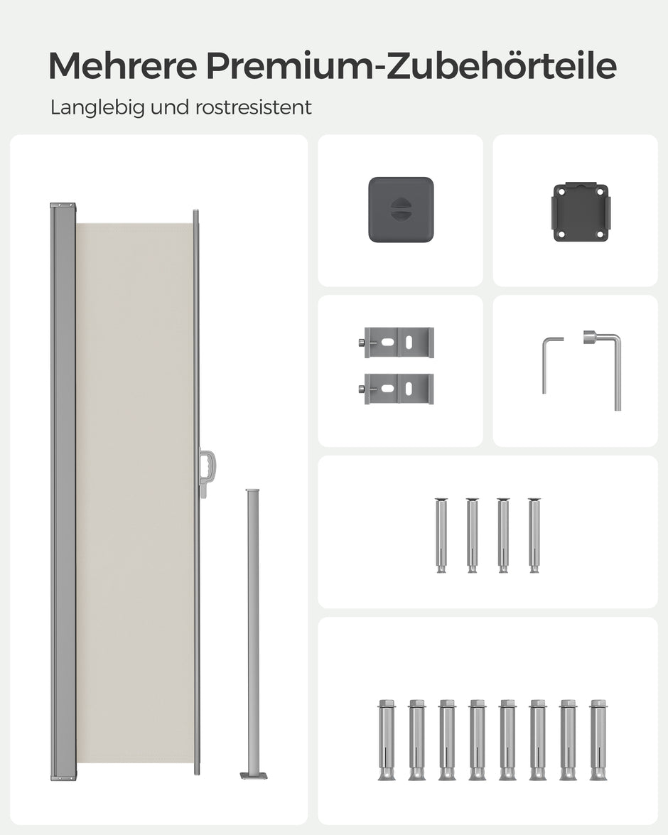 Zijluifel - 180 x 350 cm - Uitschuifbaar - Privacyscherm - Taupe