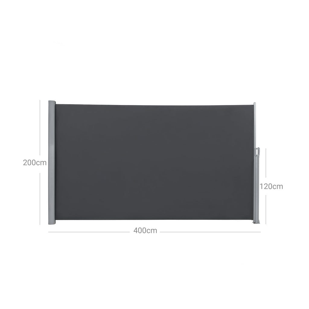Sidans tak - utdragbar markis - Visa skydd - 200 x 400 cm - svart