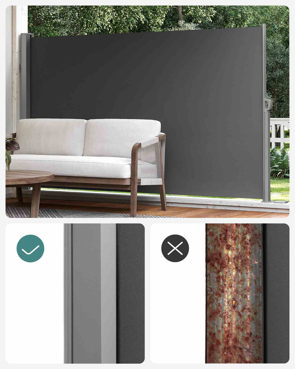 Zijluifel - 160 x 400 cm - uitschuifbaar - roestbestendig - antraciet - 8,1 kg