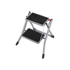 Stairladder - Metal Frame - 2 steg - Anti -Slip - Gray