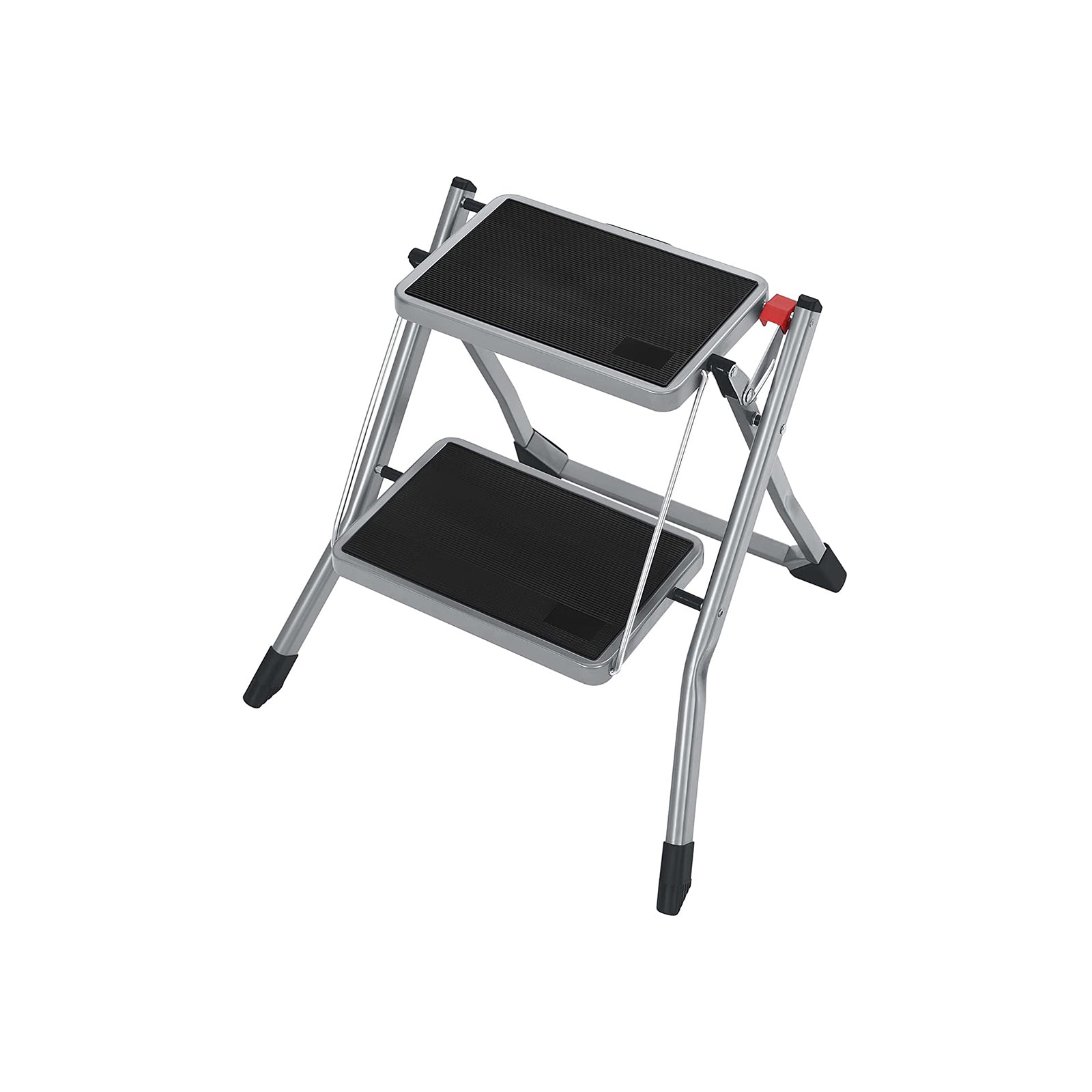 Stairladder - Metal Frame - 2 steg - Anti -Slip - Gray