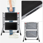 Stairladder - Metal Frame - 2 steg - Anti -Slip - Gray