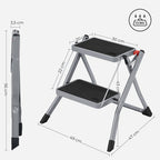 Stairladder - Metal Frame - 2 steg - Anti -Slip - Gray