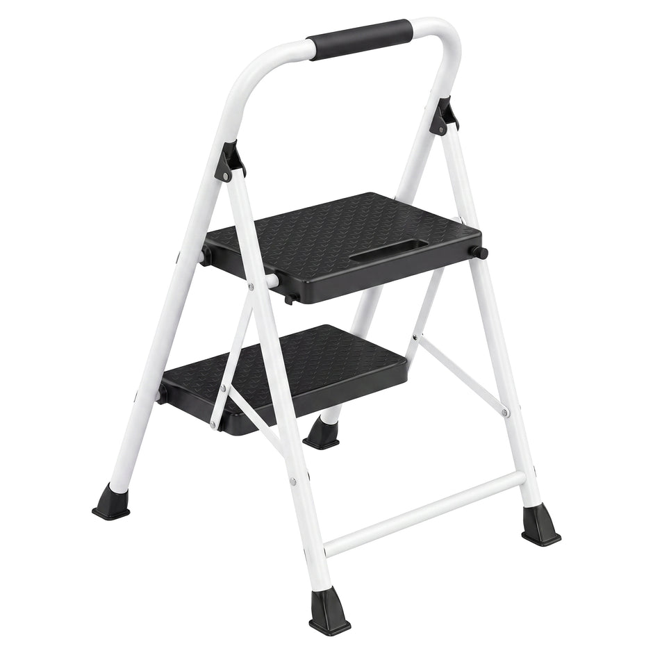 Opvouwbare Trapladder - 2 Treden - Staal - Draagvermogen tot 150 kg - Wit