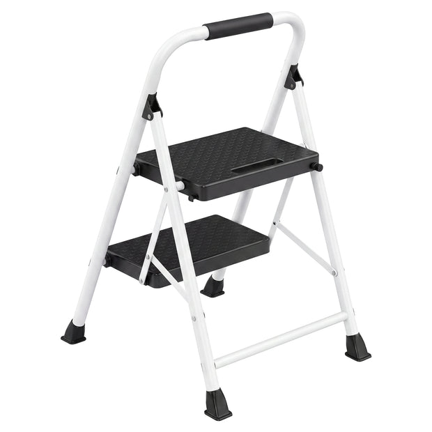 Opvouwbare Trapladder - 2 Treden - Staal - Draagvermogen tot 150 kg - Wit