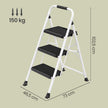 Opvouwbare Trapladder - 3 Treden - Staal - Draagvermogen tot 150 kg - Wit