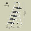 Opvouwbare Trapladder - 4 Treden - Staal - Draagvermogen tot 150 kg - Wit
