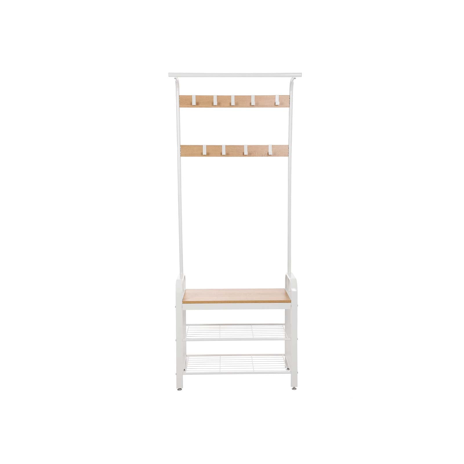 Pälsställ - skosställ med bänk - Industrial - White/Naturel