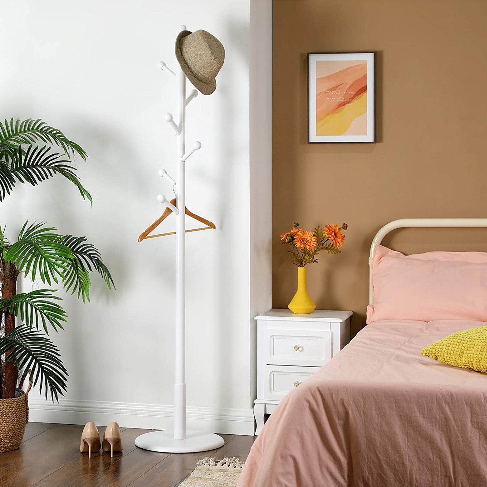 Pälsställ - väggrockställ med 7 krokar - vit